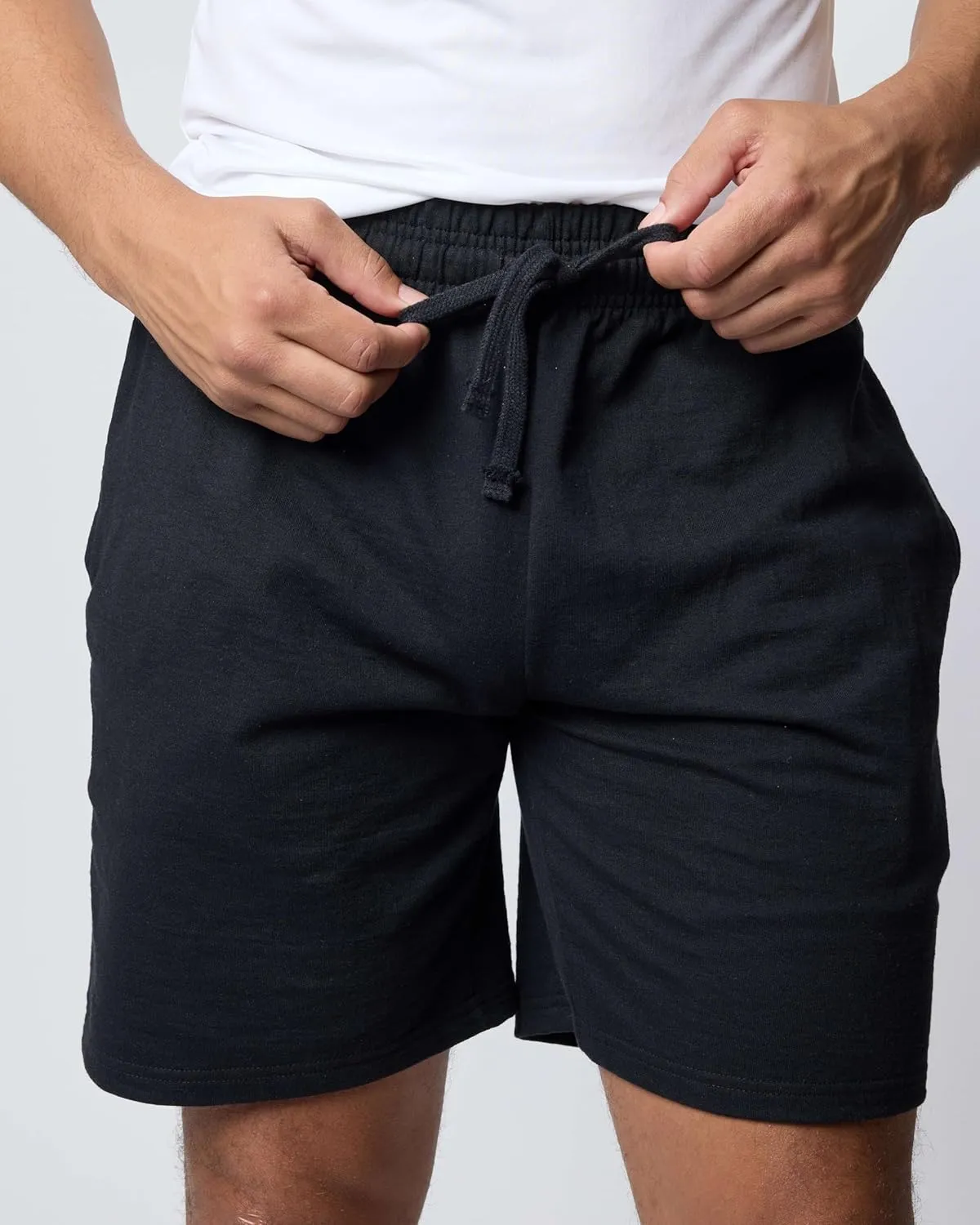 Real Essentials 3 Pack: Men's Cotton 9" French Terry Casual Lounge Sweat Shorts with Pockets (Available in Big & Tall)