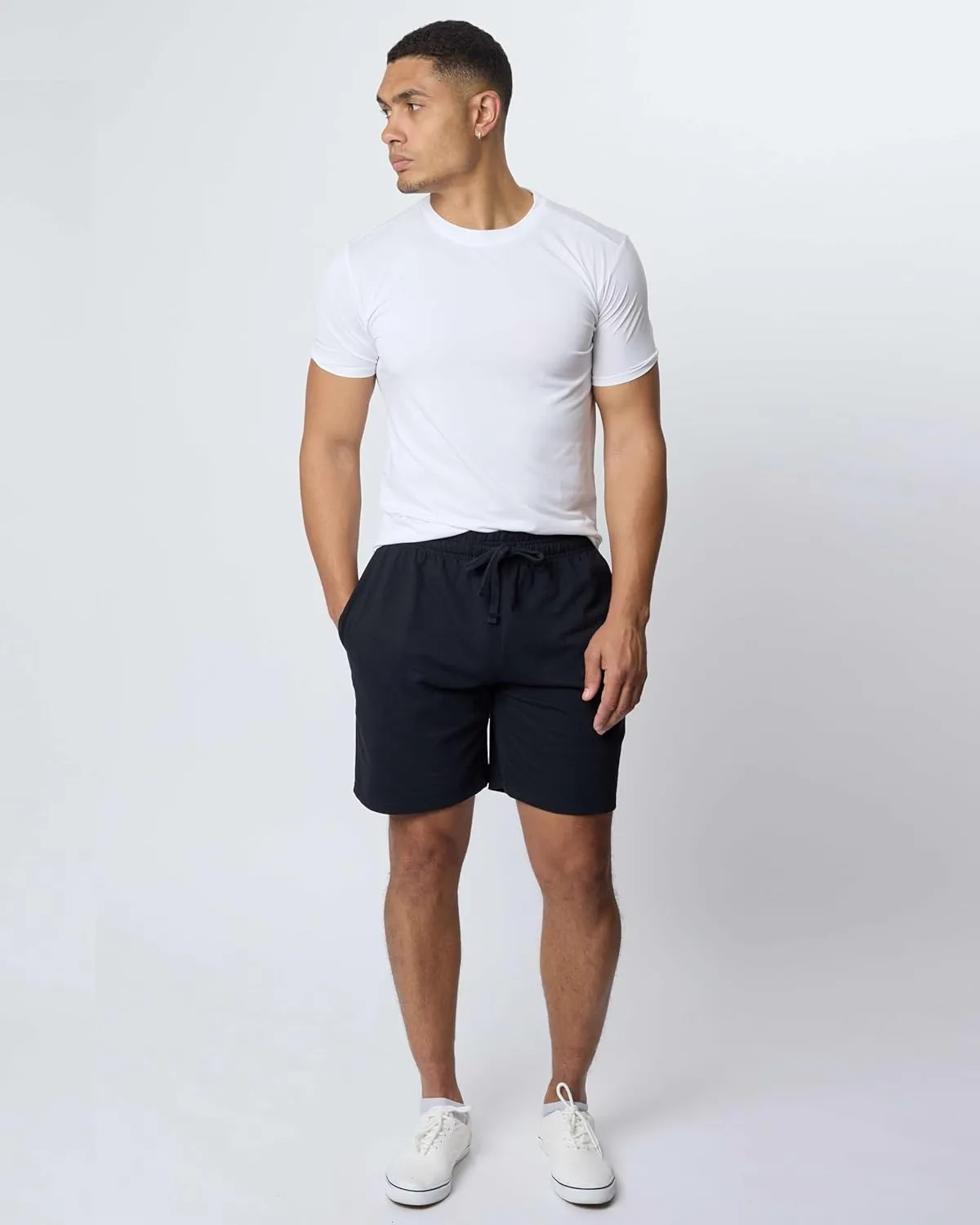 Real Essentials 3 Pack: Men's Cotton 9" French Terry Casual Lounge Sweat Shorts with Pockets (Available in Big & Tall)