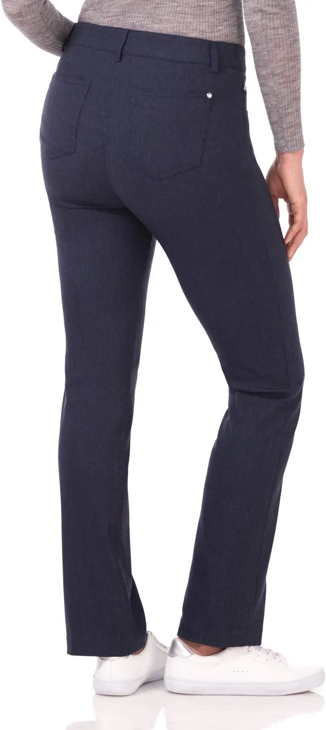 Rekucci Women's 5 Pocket Straight Leg Pant with Stretch Waistband