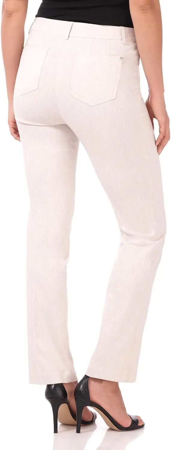 Rekucci Women's 5 Pocket Straight Leg Pant with Stretch Waistband