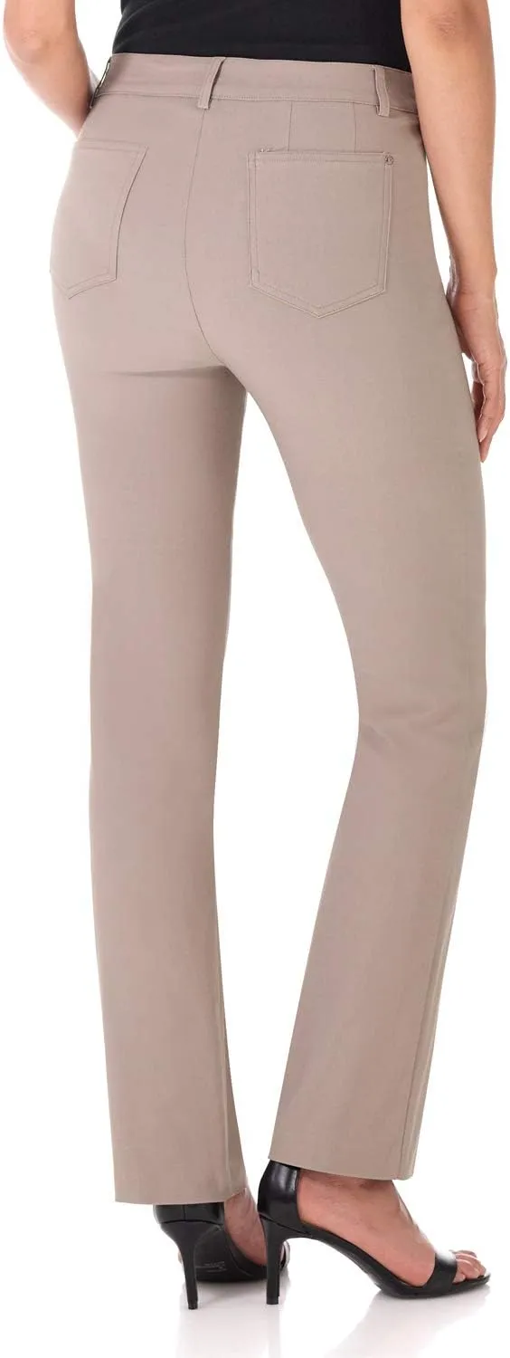 Rekucci Women's 5 Pocket Straight Leg Pant with Stretch Waistband