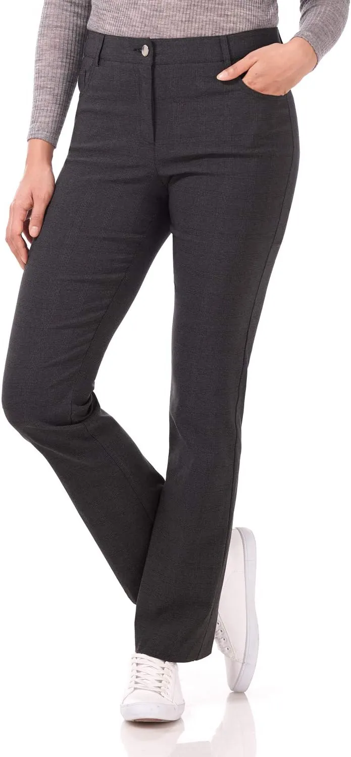 Rekucci Women's 5 Pocket Straight Leg Pant with Stretch Waistband