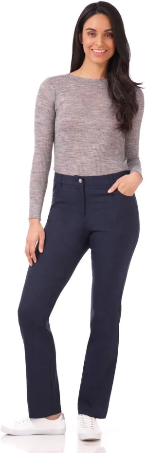 Rekucci Women's 5 Pocket Straight Leg Pant with Stretch Waistband