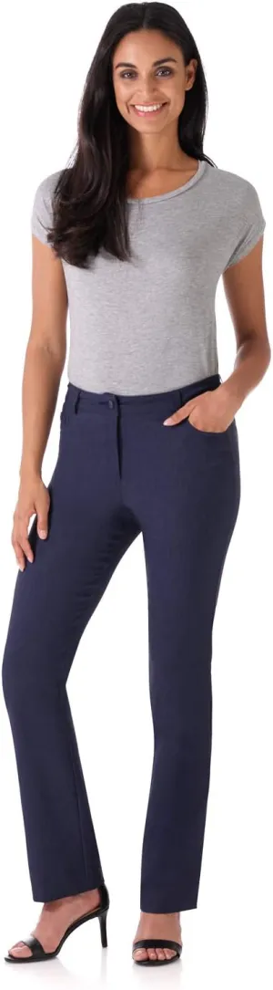 Rekucci Women's 5 Pocket Straight Leg Pant with Stretch Waistband