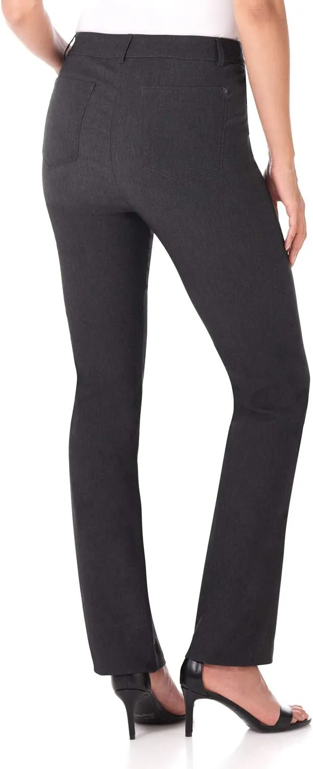 Rekucci Women's 5 Pocket Straight Leg Pant with Stretch Waistband