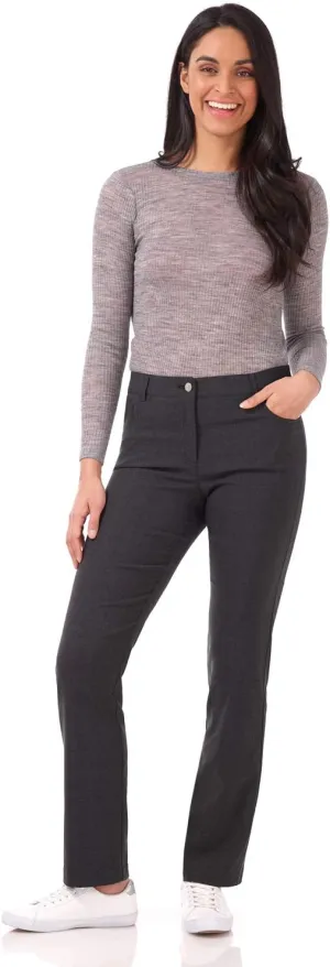 Rekucci Women's 5 Pocket Straight Leg Pant with Stretch Waistband