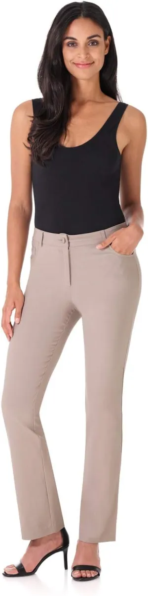 Rekucci Women's 5 Pocket Straight Leg Pant with Stretch Waistband