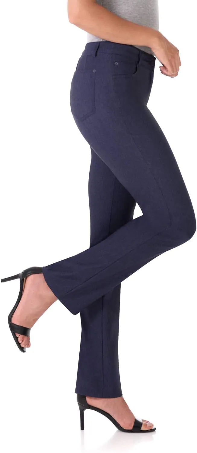 Rekucci Women's 5 Pocket Straight Leg Pant with Stretch Waistband
