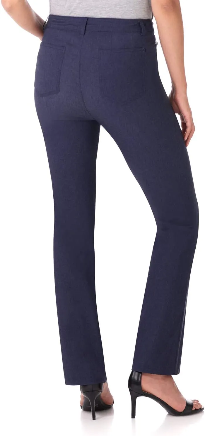 Rekucci Women's 5 Pocket Straight Leg Pant with Stretch Waistband