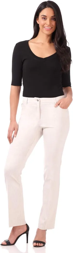 Rekucci Women's 5 Pocket Straight Leg Pant with Stretch Waistband