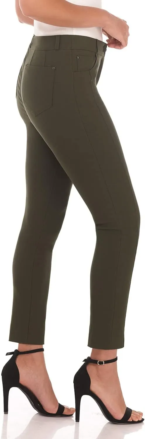 Rekucci Women's Comfort 5 Pocket Skinny Pant with Stretch Waistband