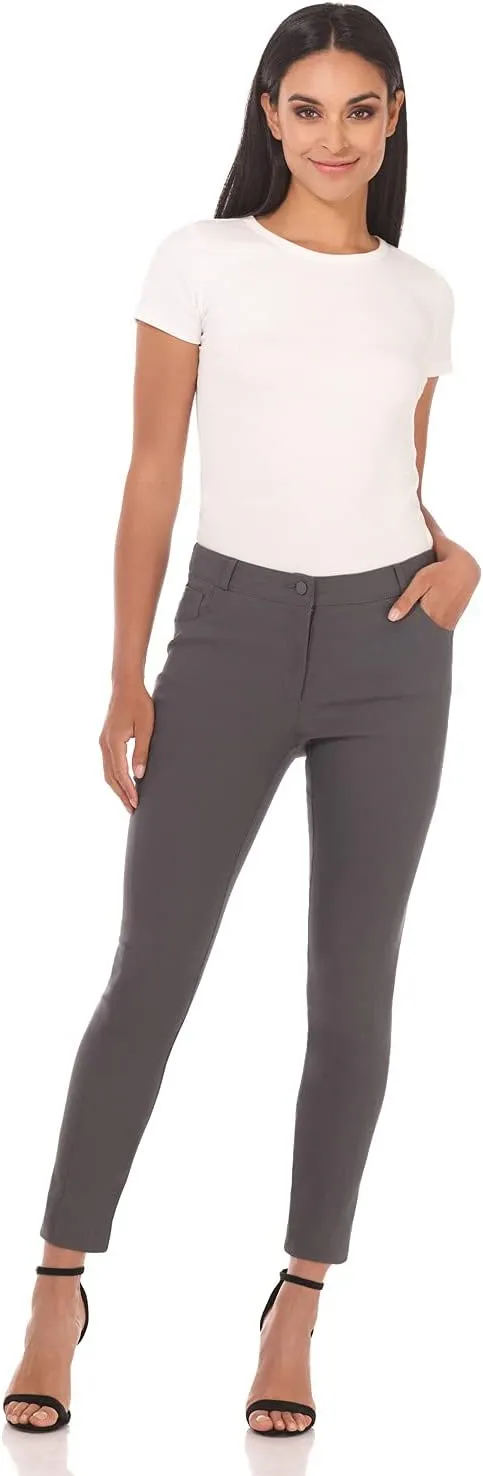 Rekucci Women's Comfort 5 Pocket Skinny Pant with Stretch Waistband