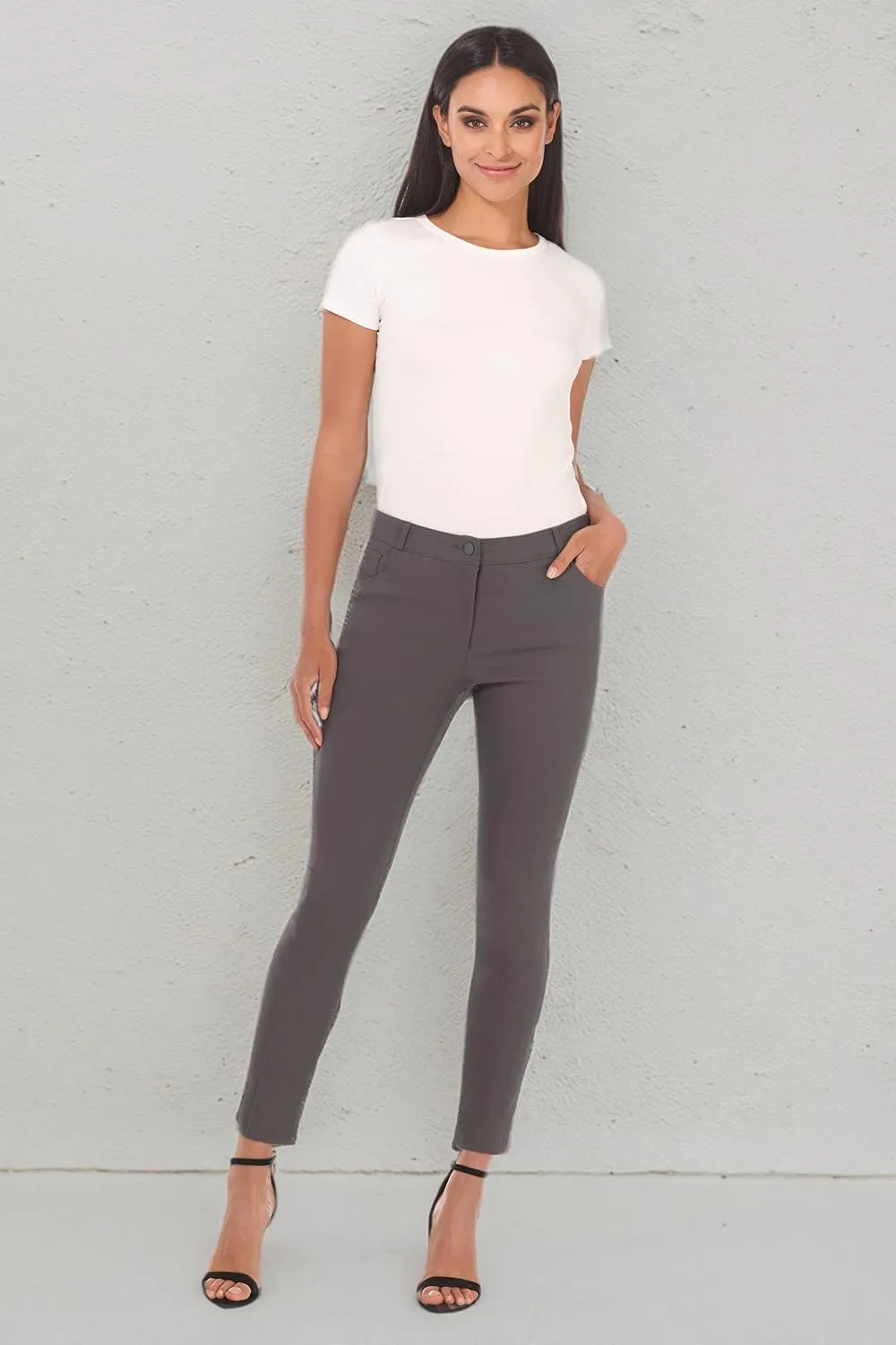 Rekucci Women's Comfort 5 Pocket Skinny Pant with Stretch Waistband