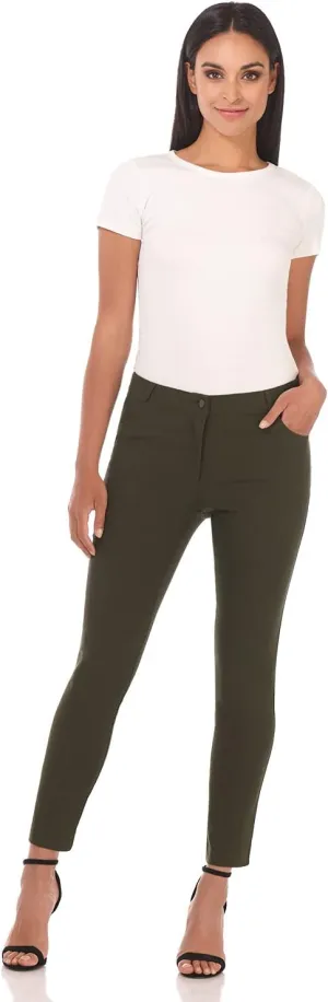 Rekucci Women's Comfort 5 Pocket Skinny Pant with Stretch Waistband