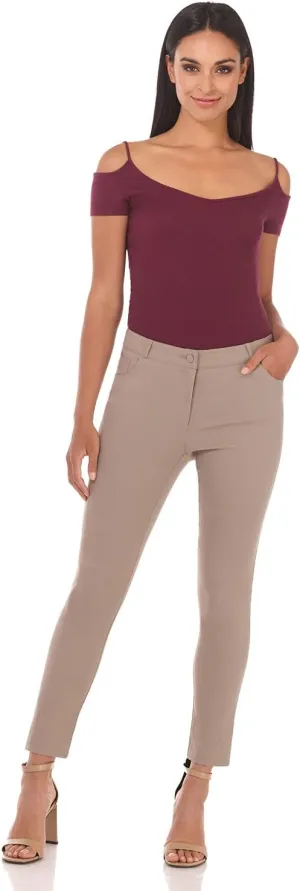 Rekucci Women's Comfort 5 Pocket Skinny Pant with Stretch Waistband