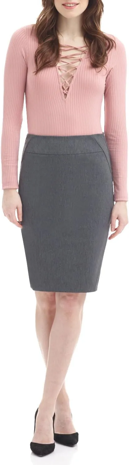 Rekucci Women's Ease into Comfort Fit Perfect Midi Pencil Skirt