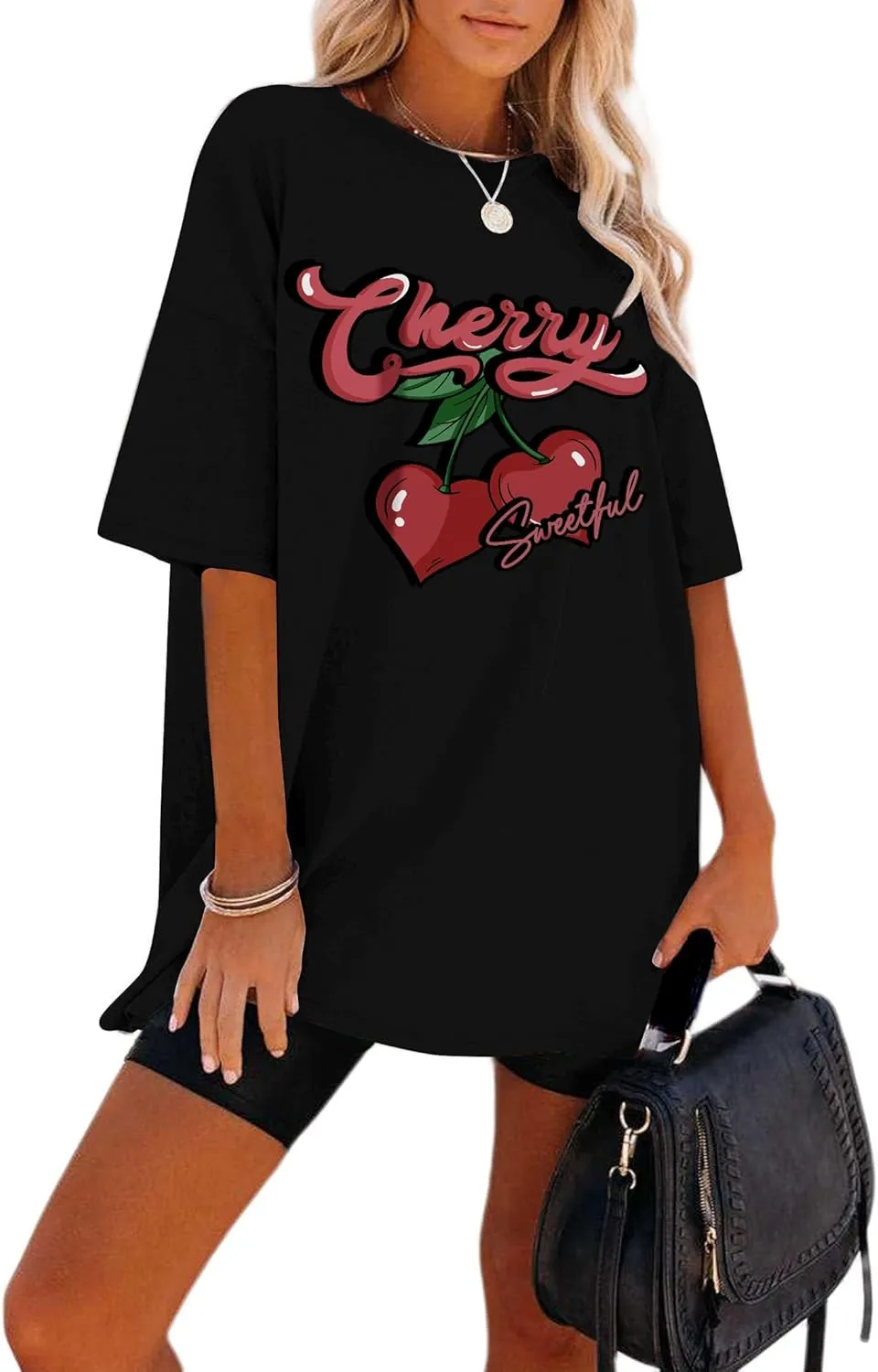 Remidoo Women's Casual Short Sleeve Graphic Oversized T Shirt Loose Letter Print Tee Top Blouse