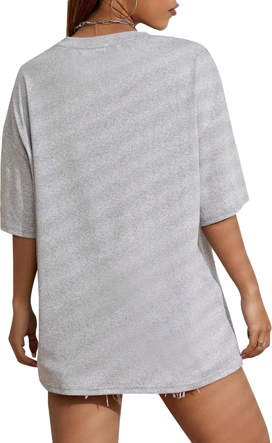 Remidoo Women's Oversized T Shirt Crewneck Solid Short Sleeve Baggy Cotton Tees