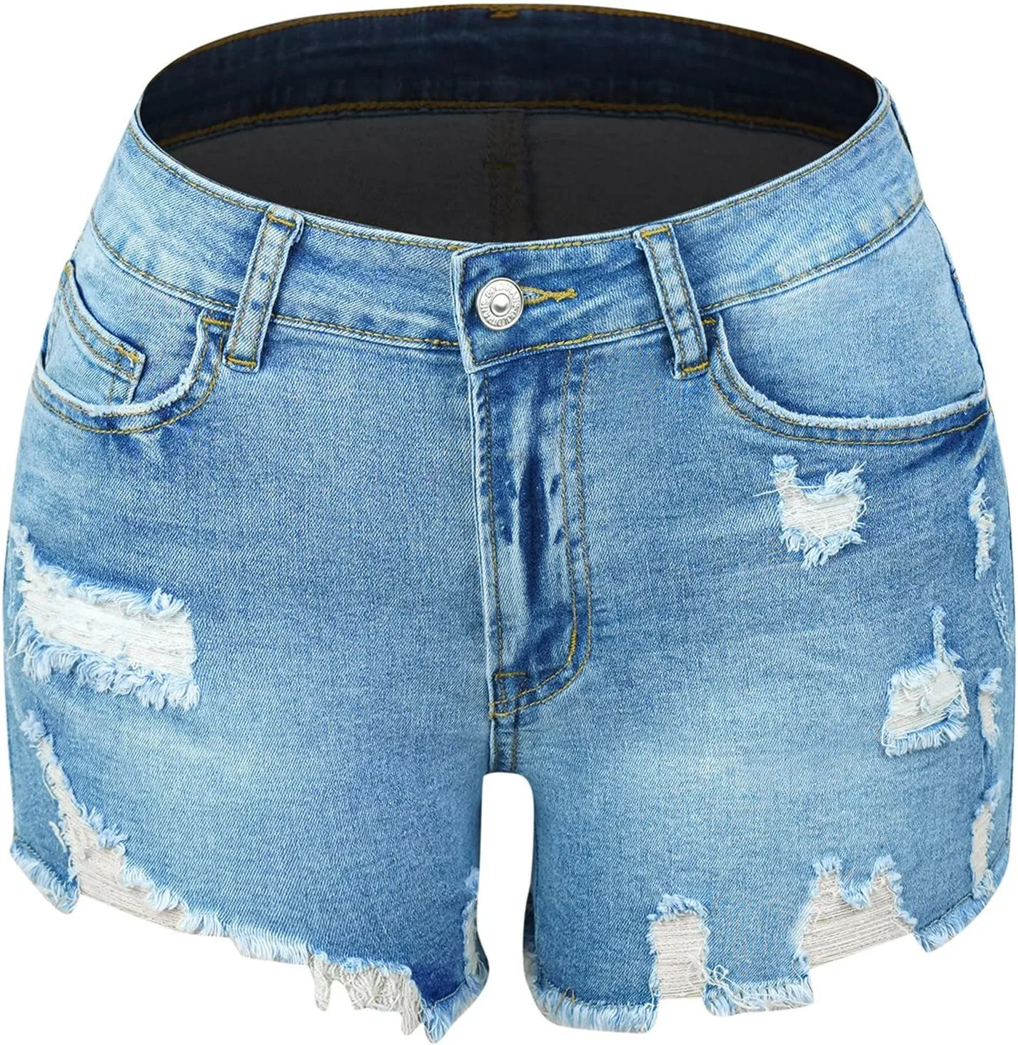 Ripped Jean Shorts Womens High Waisted Summer Casual Frayed Raw Hem Distressed Denim Short Comfy Pull On Hot Shorts