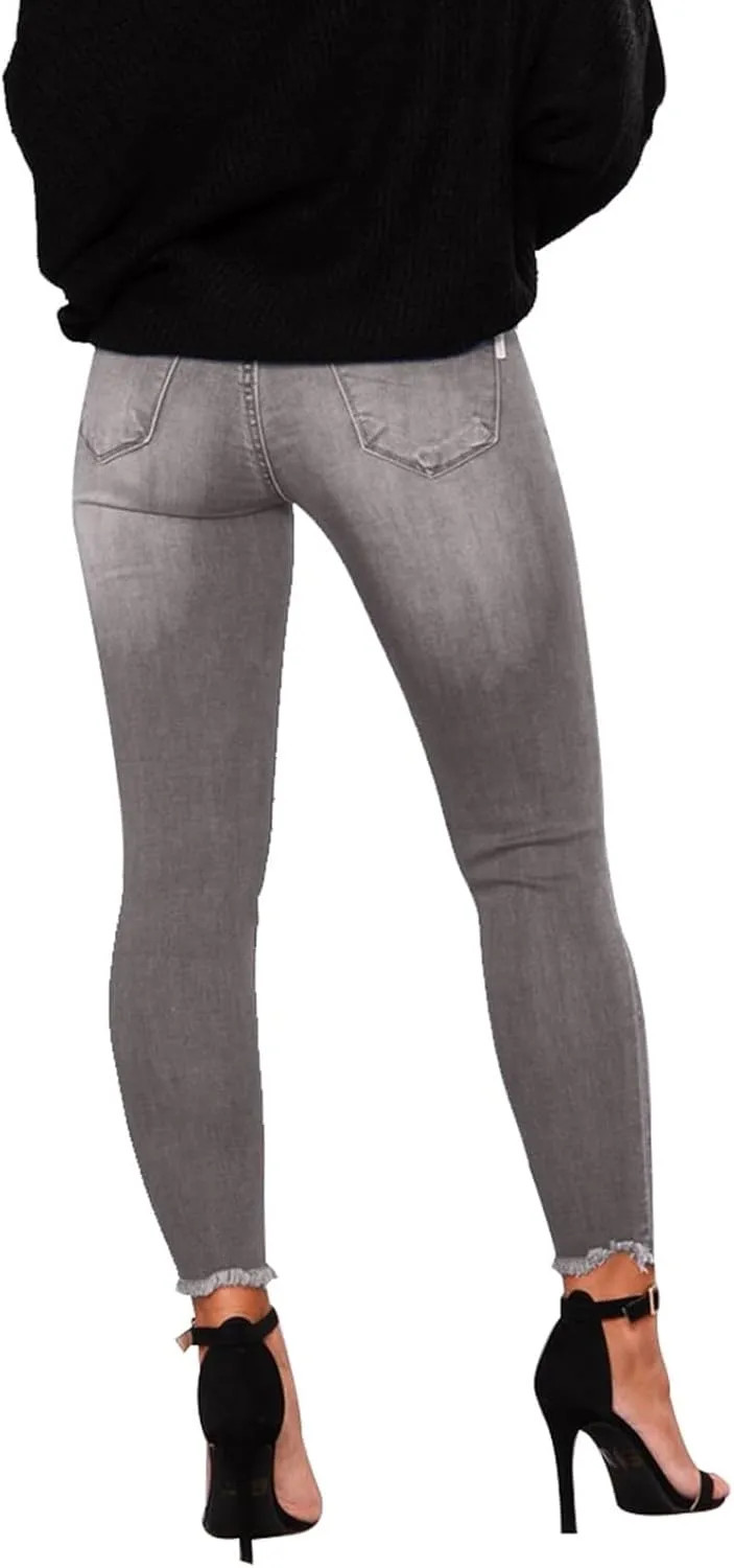 Ripped Jeans Womens Fall Fashion 2024 Trendy Winter Skinny Jeans High Waisted Tummy Control Jeggings Denim Leggings