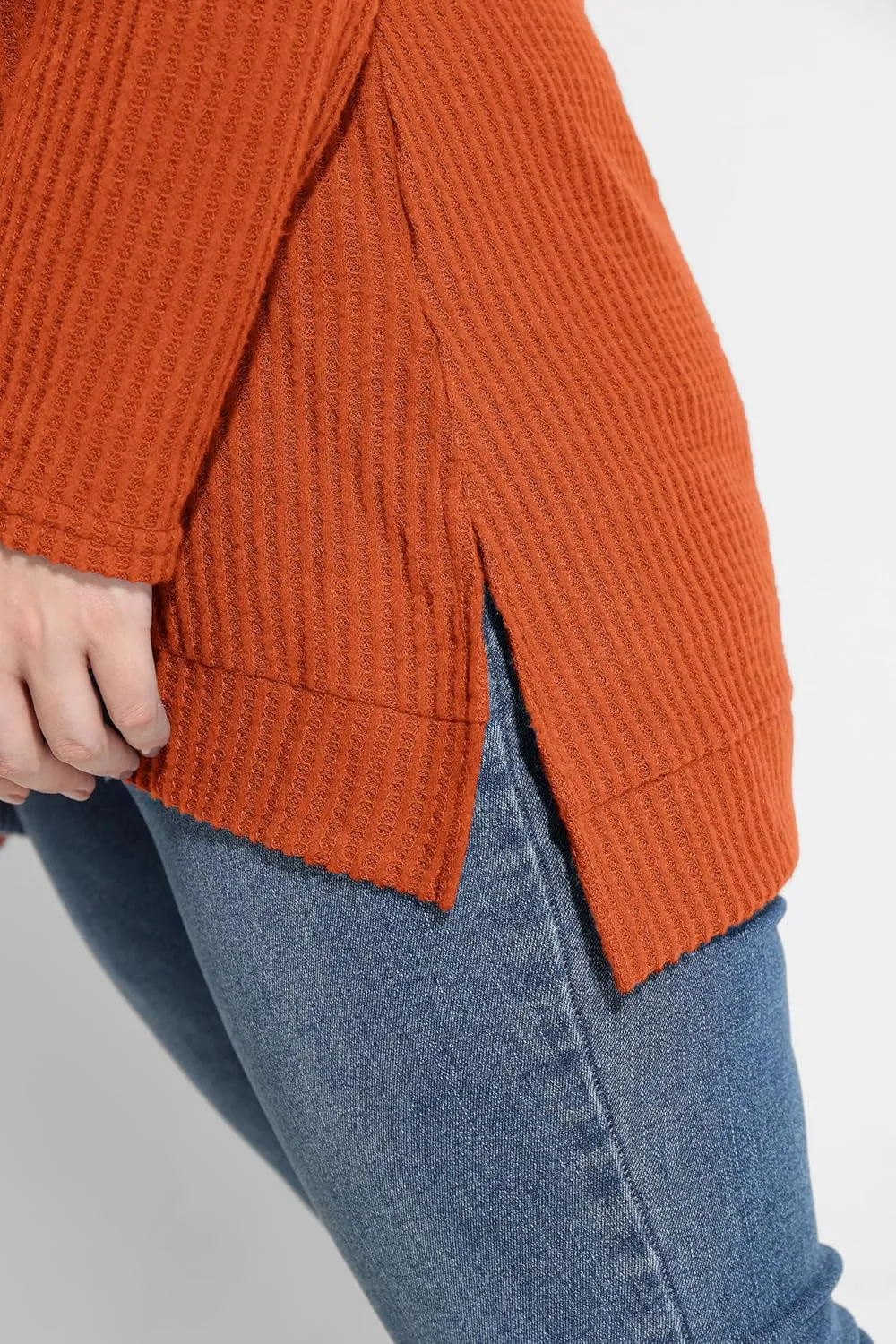 RITERA Plus Size Women Sweaters Waffle Knit Pullover Top Long Sleeve Casual Crewneck Shirt Loose Split Hem Fall Winter Blouse