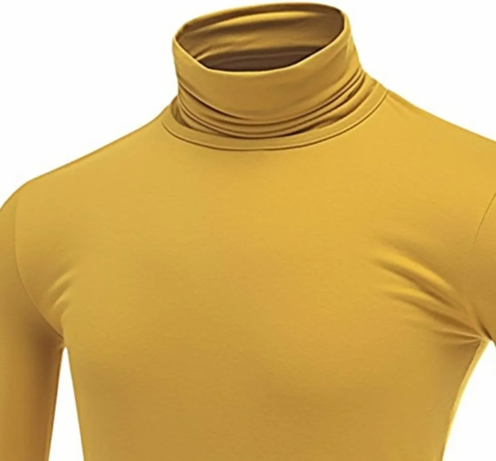 SALNIER Men Basic Turtleneck Slim Fit Long Sleeve Pullover Top Solid Thermal Knitted T Shirt Sweaters Soft Lightweight Shirt