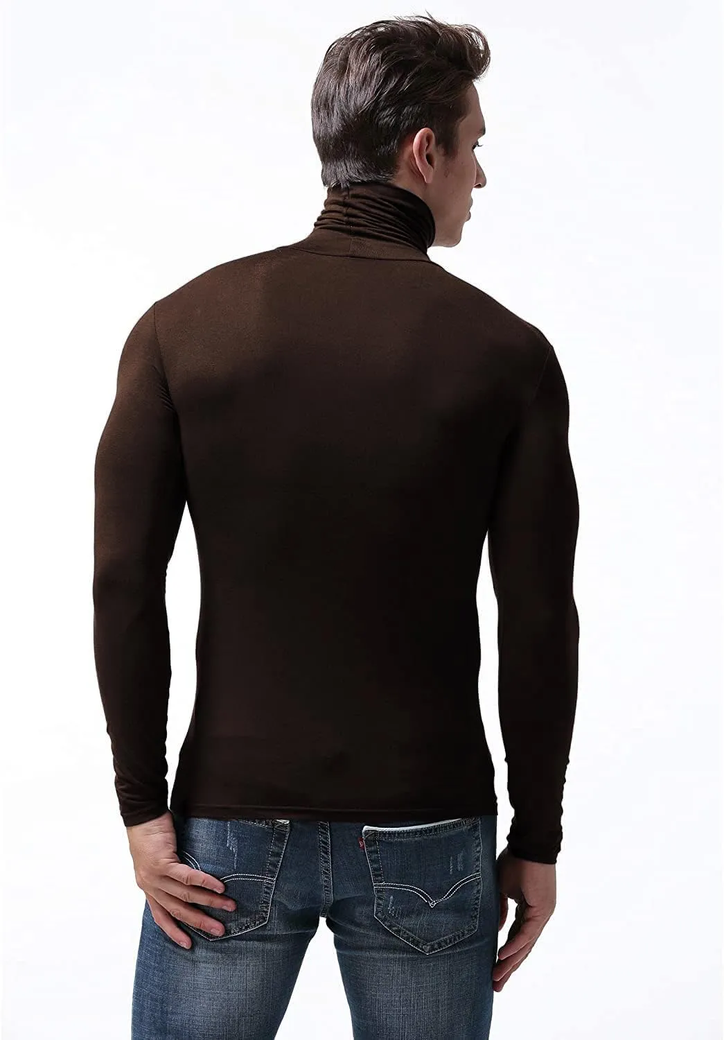 SALNIER Men Basic Turtleneck Slim Fit Long Sleeve Pullover Top Solid Thermal Knitted T Shirt Sweaters Soft Lightweight Shirt