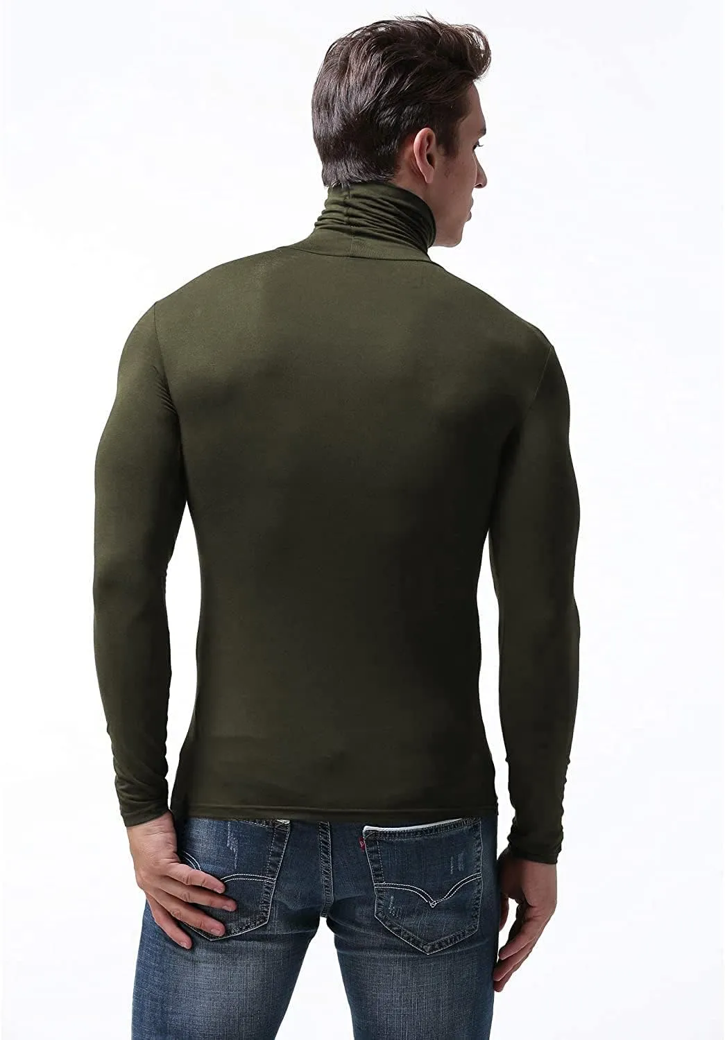SALNIER Men Basic Turtleneck Slim Fit Long Sleeve Pullover Top Solid Thermal Knitted T Shirt Sweaters Soft Lightweight Shirt