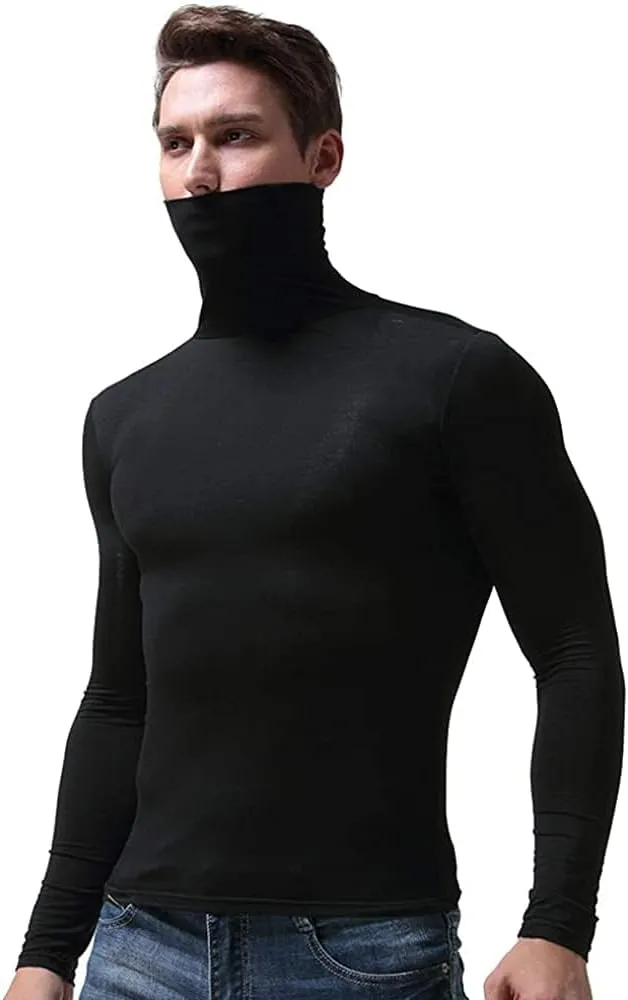 SALNIER Men Basic Turtleneck Slim Fit Long Sleeve Pullover Top Solid Thermal Knitted T Shirt Sweaters Soft Lightweight Shirt