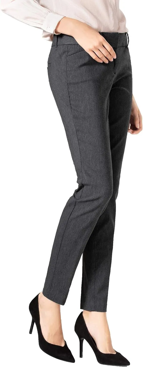 SATINATO Women's Straight Pants Stretch Slim Skinny Solid Trousers Casual Business Office