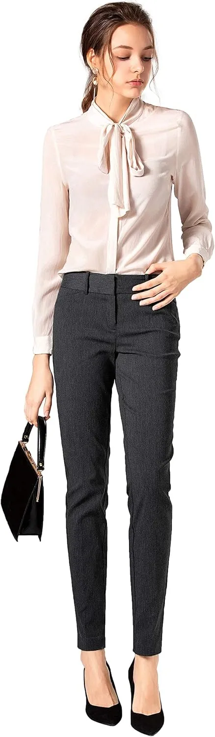SATINATO Women's Straight Pants Stretch Slim Skinny Solid Trousers Casual Business Office