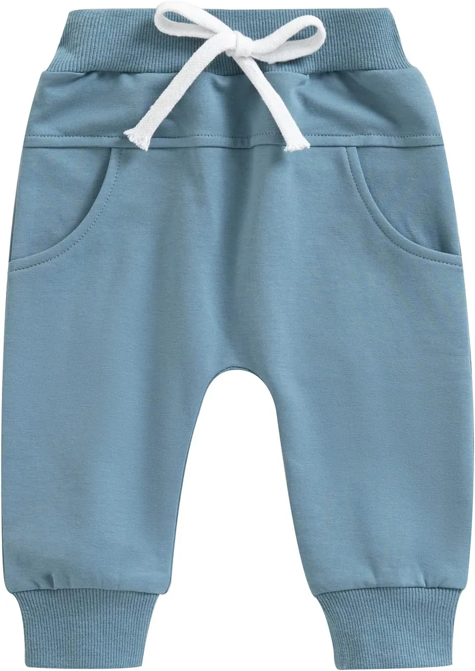SAYOO Toddler Baby Boys Harem Pants Drawstring Terry Active Joggers Pants Cotton Pull-on Crawling Toddler Fall Sweatpants