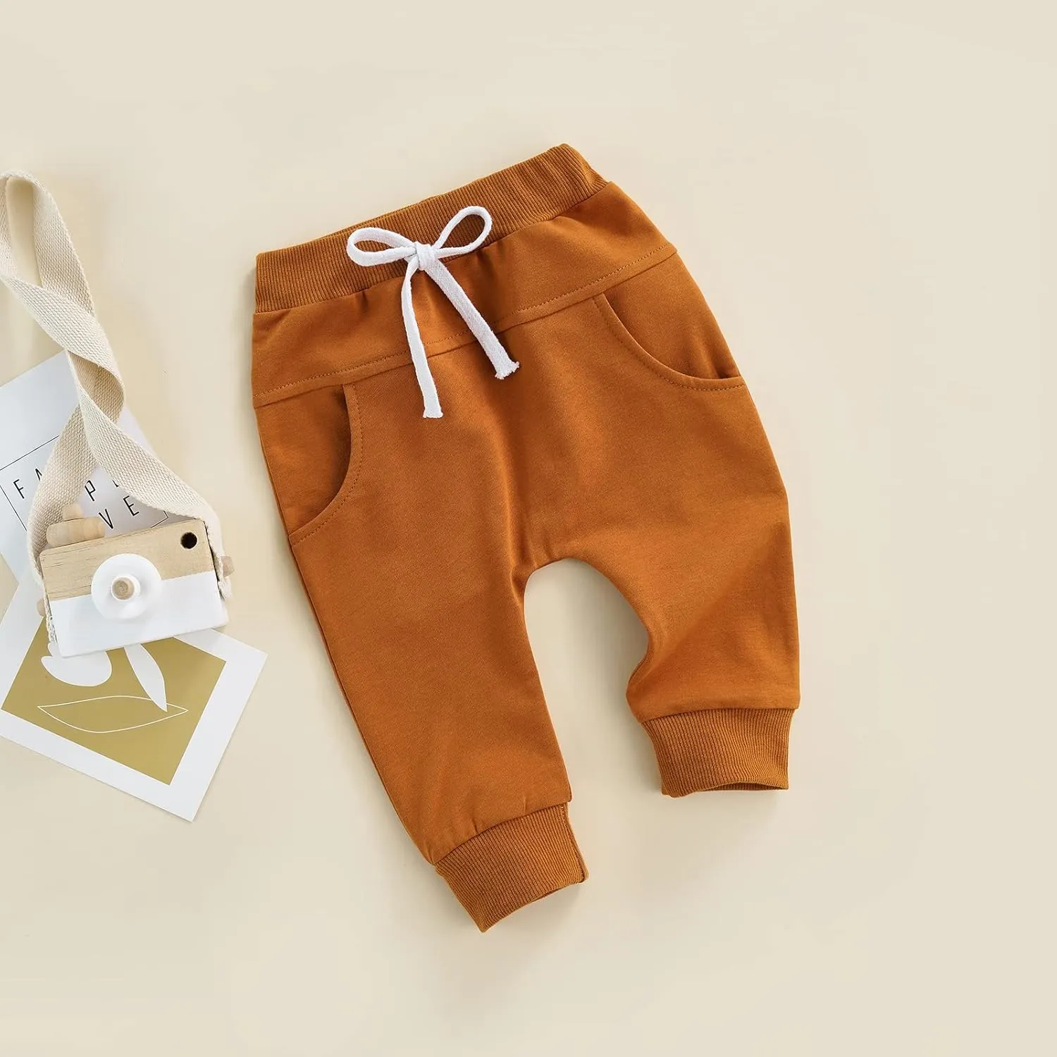 SAYOO Toddler Baby Boys Harem Pants Drawstring Terry Active Joggers Pants Cotton Pull-on Crawling Toddler Fall Sweatpants