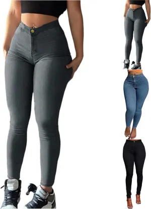 Skinny Jeans for Women Stretchy Curvy High Waisted Butt Lifting Jeans Pull On Denim Jeggings with Pockets