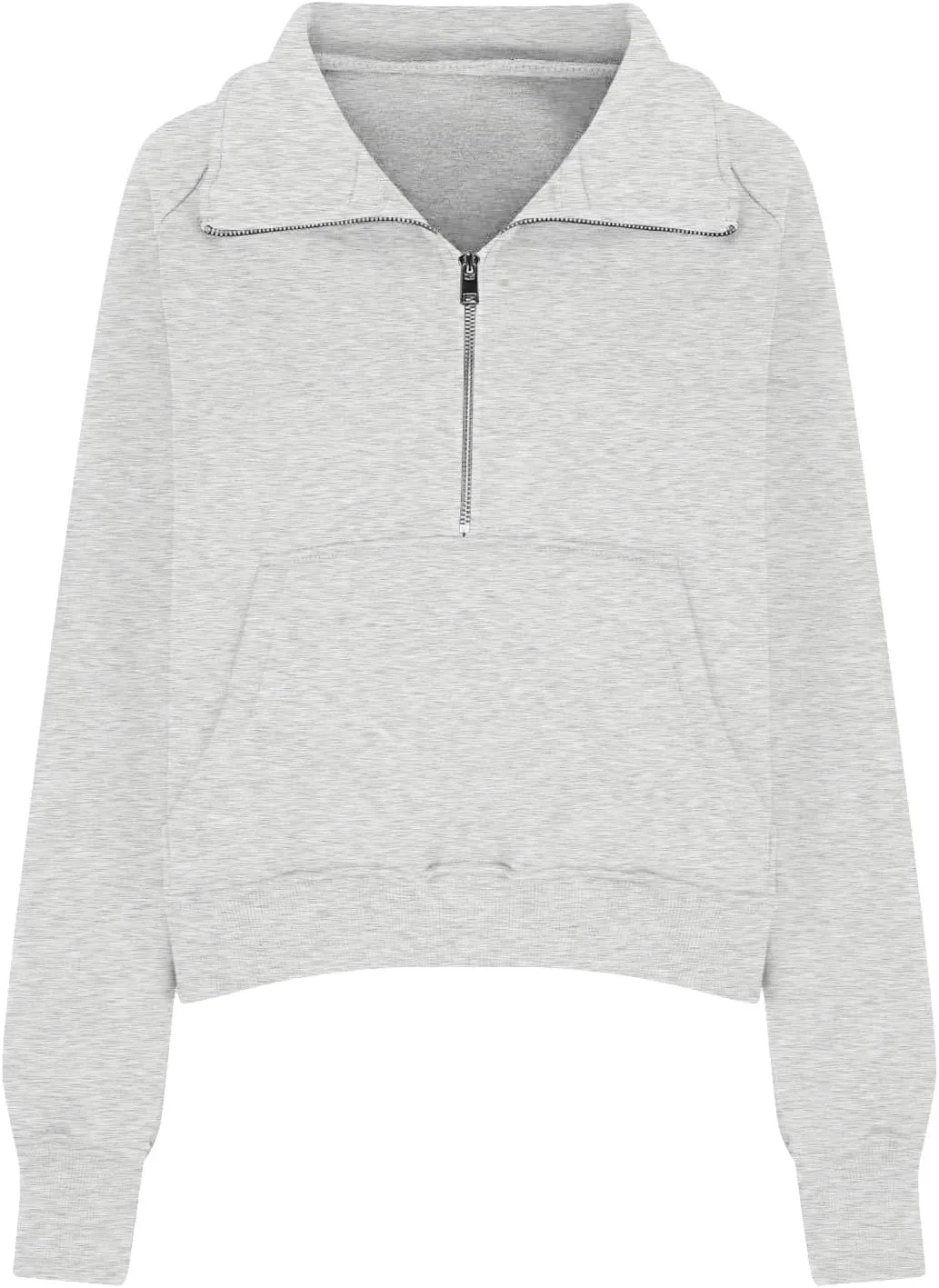 slqdgmryz Half Zip Pullover Women Cropped Fleece Oversized Sweatshirt Cute Pocket 1/2 Zipped Y2k Hoodie with Thumb Holes