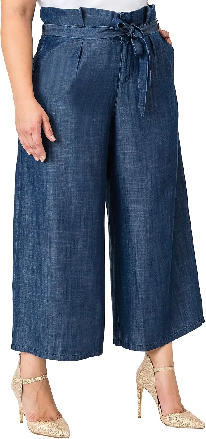 Standards & Practices Women’s Plus Size Tencel Denim Wide Leg Palazzo Pants Casual Style