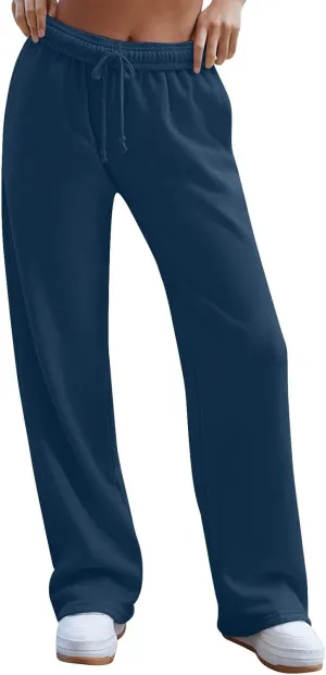 Straight Leg Sweatpant for Women Baggy Drawstring Waisted Workout Pants Lightweight Lounge Pants with Pockets