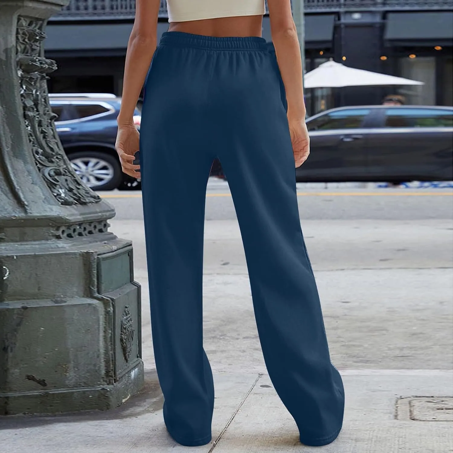Straight Leg Sweatpant for Women Baggy Drawstring Waisted Workout Pants Lightweight Lounge Pants with Pockets