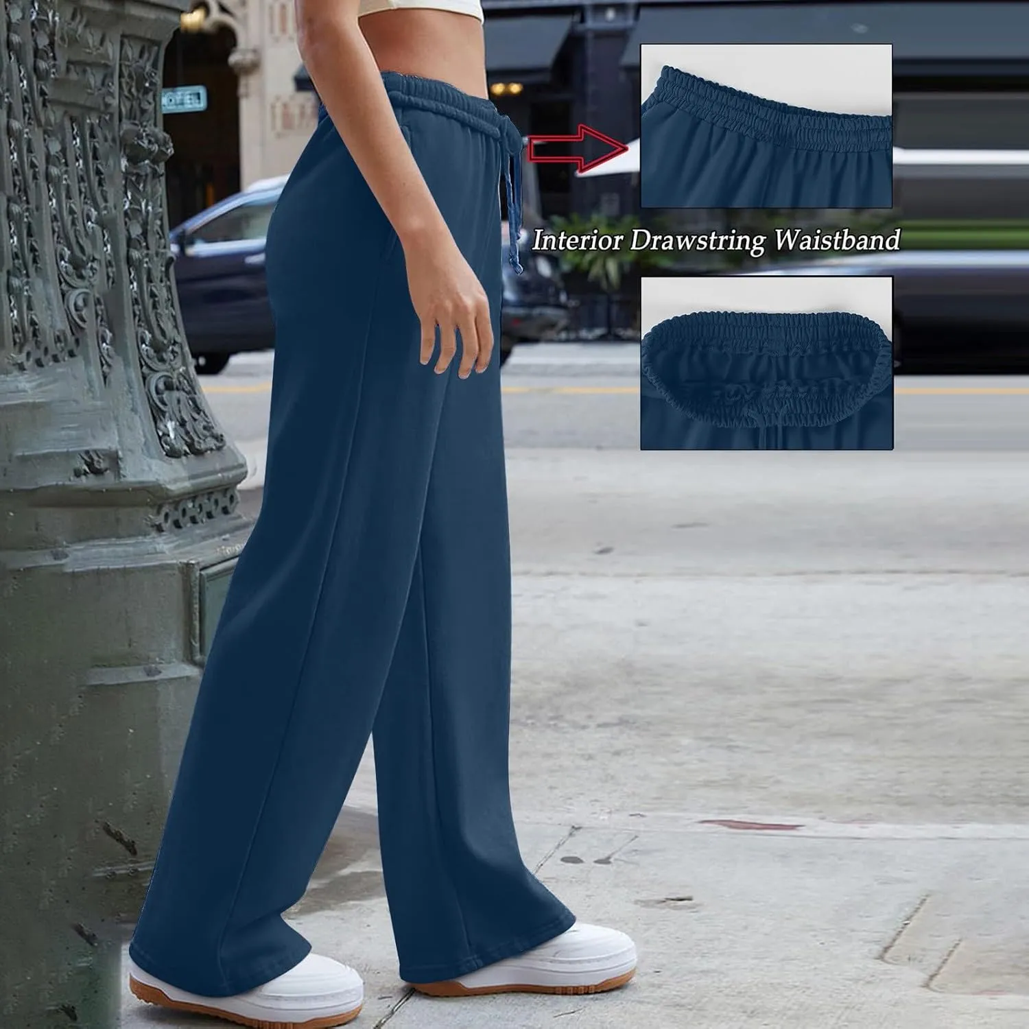 Straight Leg Sweatpant for Women Baggy Drawstring Waisted Workout Pants Lightweight Lounge Pants with Pockets
