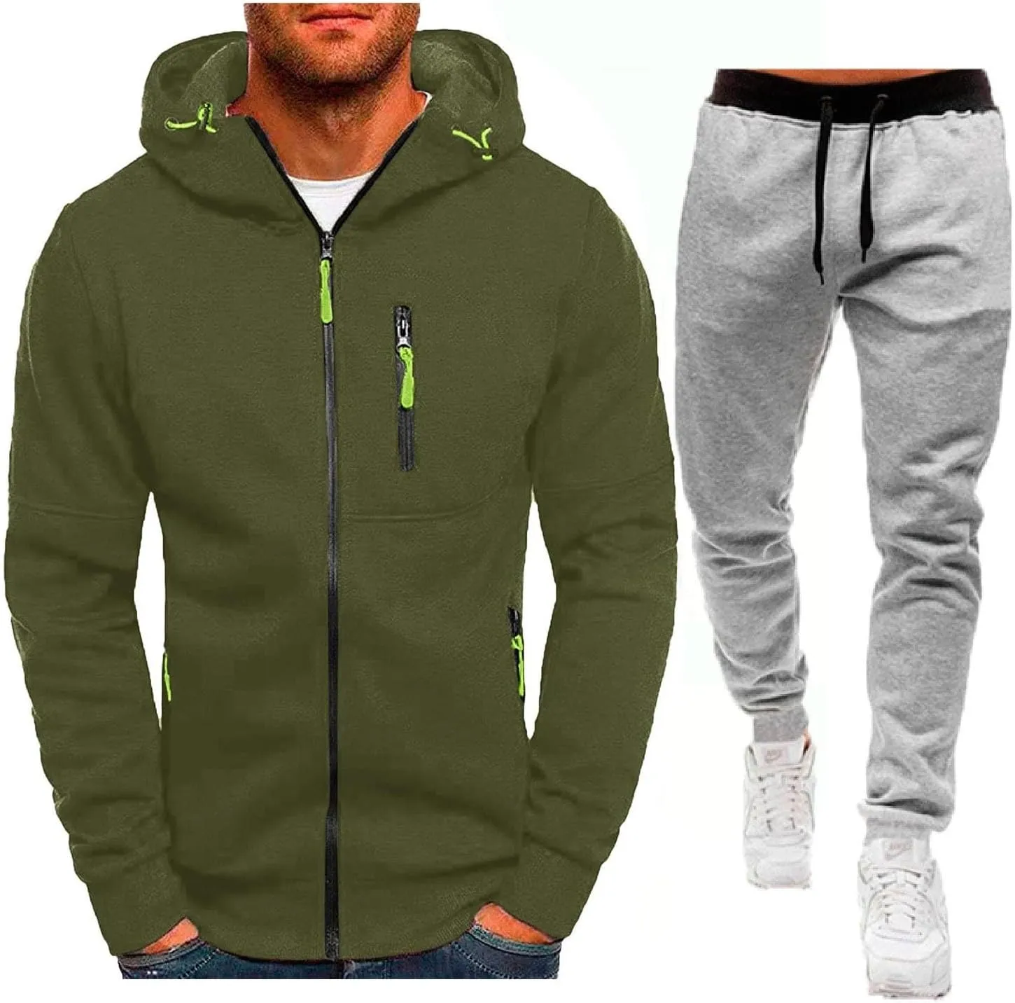 Sweat Pants And Hoodie Set Men Combination Work Pants For Sports Casual Fitness Jogging Men'S Sweatsuits 2 Piece Set