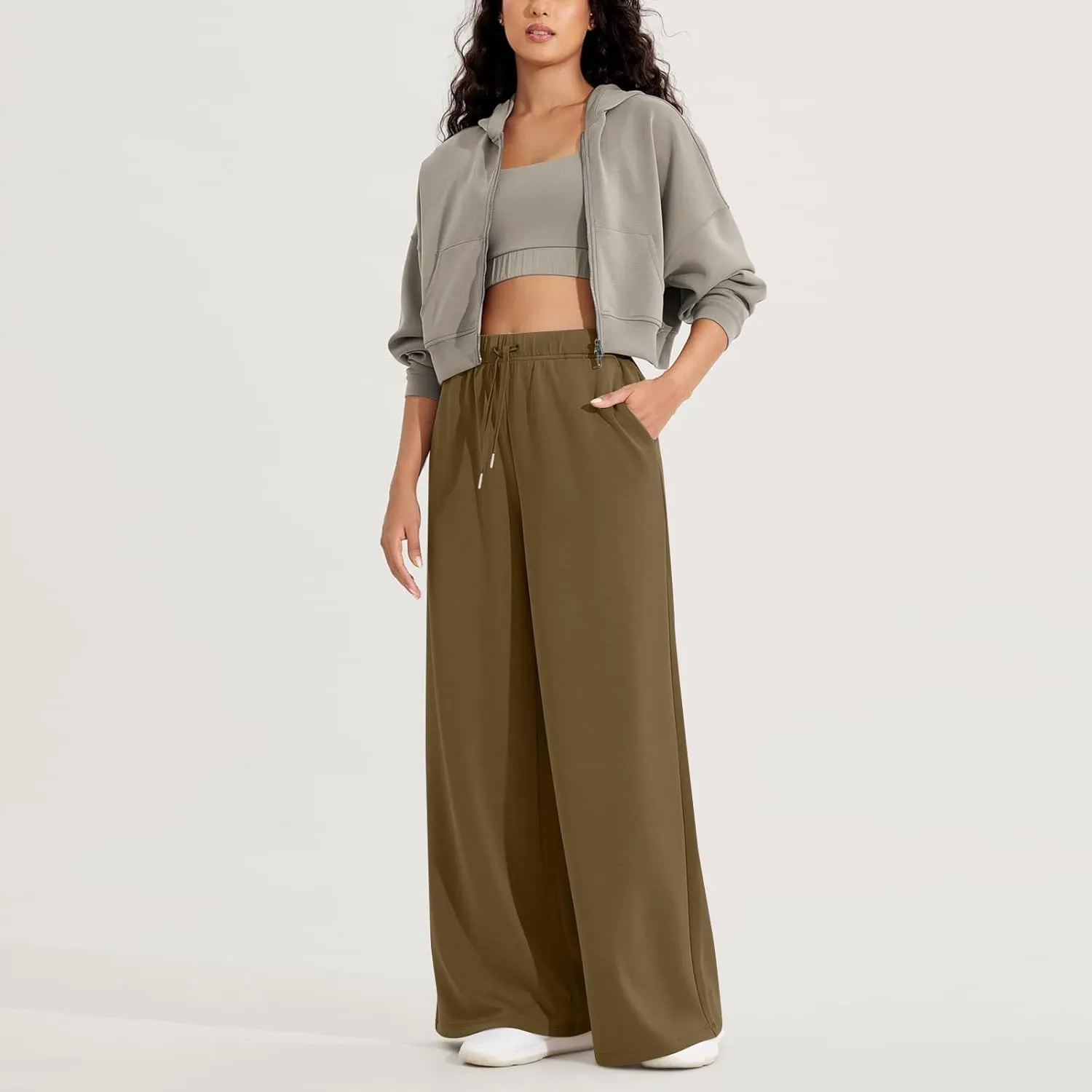 Sweat Pants for Womens Sweatpants Baggy Joggers Wide Leg High Waisted Straight Leg Pull on Jogger Pants with Pockets