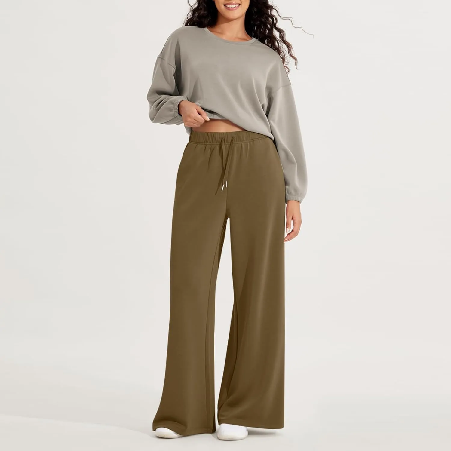 Sweat Pants for Womens Sweatpants Baggy Joggers Wide Leg High Waisted Straight Leg Pull on Jogger Pants with Pockets