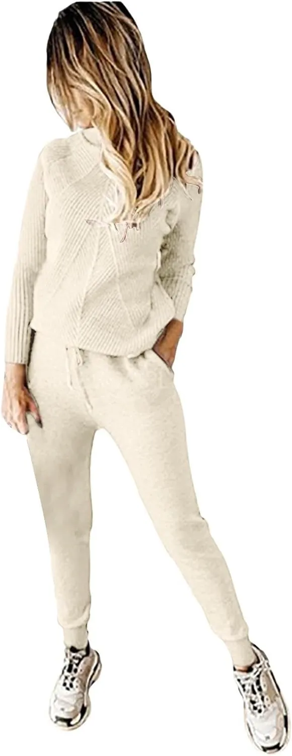 Sweater for Women Long Sleeve High Neck Knitted Pullover Plain Fall Tops Knit Lightweight Casual Trendy Loose Fit Autumn