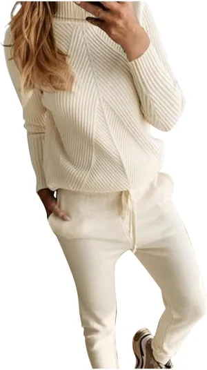 Sweater for Women Long Sleeve High Neck Knitted Pullover Plain Fall Tops Knit Lightweight Casual Trendy Loose Fit Autumn
