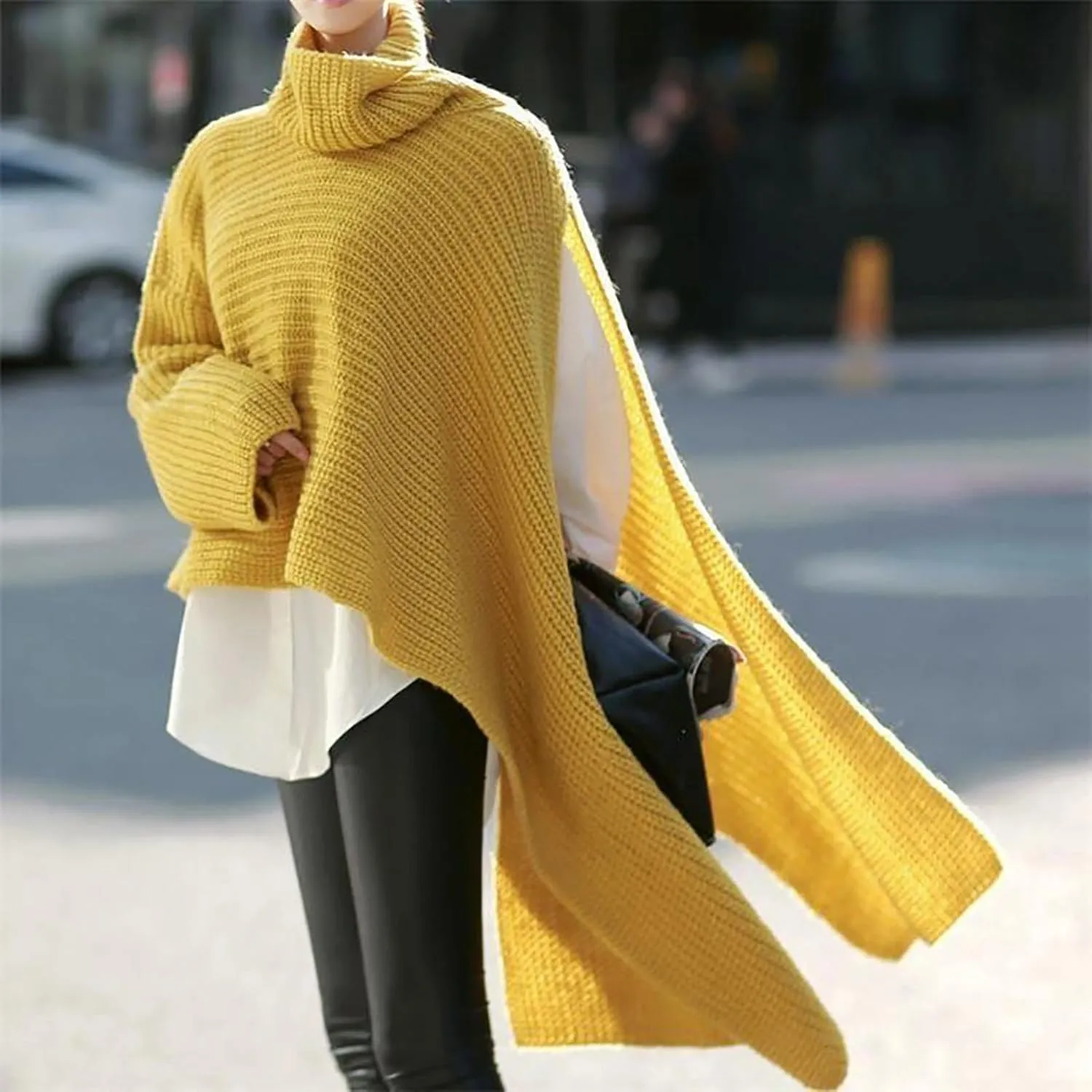 Sweater for Women Long Sleeve High Neck Knitted Pullover Plain Fall Tops Loose Fit Spring Oversized Turtleneck Warm Winter
