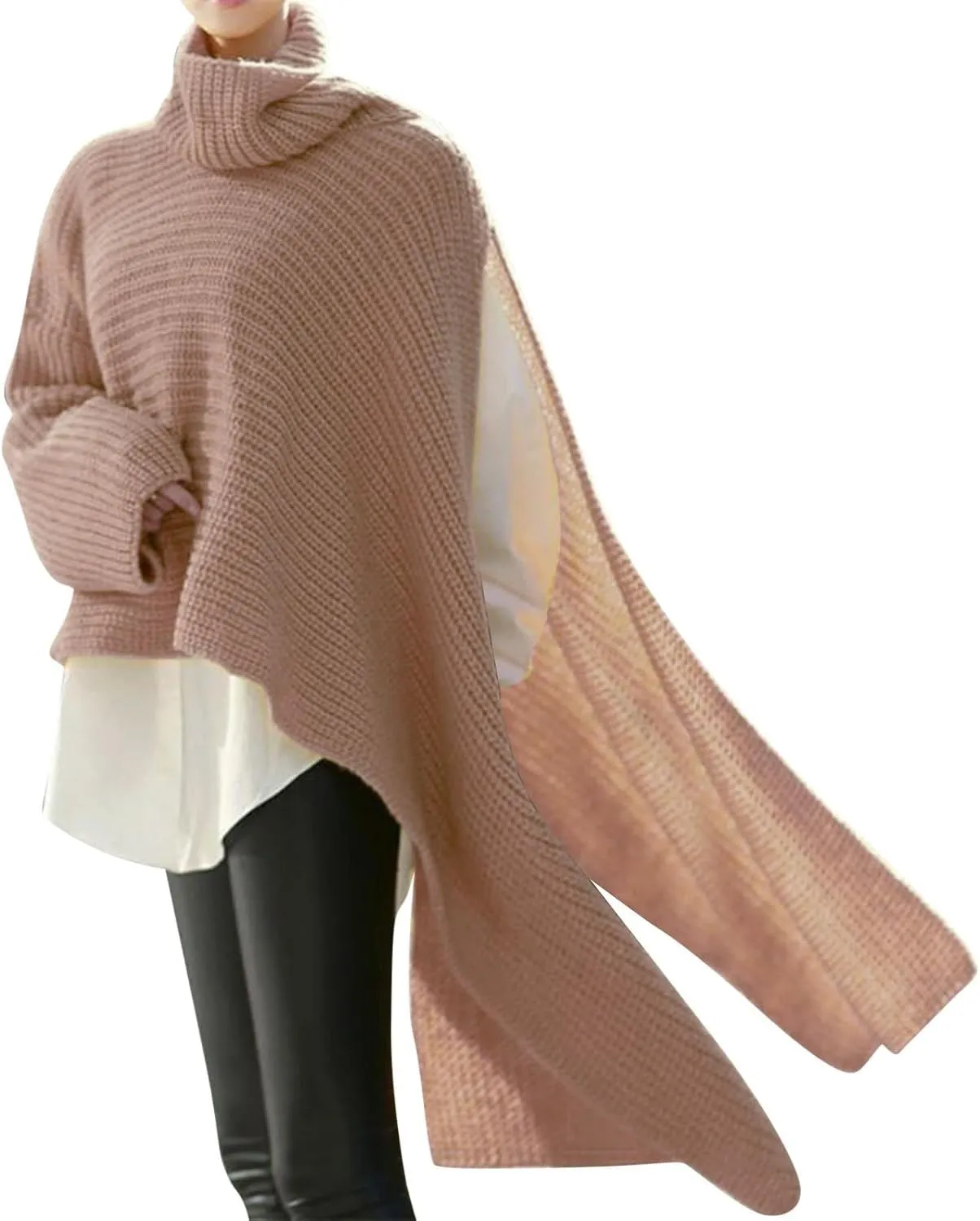 Sweater for Women Long Sleeve High Neck Knitted Pullover Plain Fall Tops Loose Fit Spring Oversized Turtleneck Warm Winter