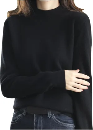 Sweater for Women Long Sleeve High Neck Knitted Pullover Plain Fall Tops Spring Loose Fit Knit Oversized Turtleneck Tunic