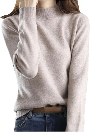 Sweater for Women Long Sleeve High Neck Knitted Pullover Plain Fall Tops Spring Loose Fit Knit Oversized Turtleneck Tunic