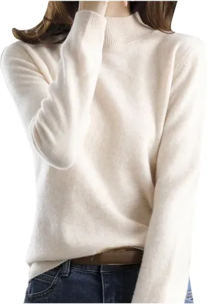 Sweater for Women Long Sleeve High Neck Knitted Pullover Plain Fall Tops Spring Loose Fit Knit Oversized Turtleneck Tunic