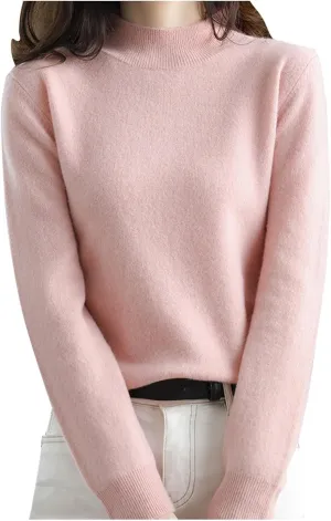Sweater for Women Long Sleeve High Neck Knitted Pullover Plain Fall Tops Spring Loose Fit Knit Oversized Turtleneck Tunic